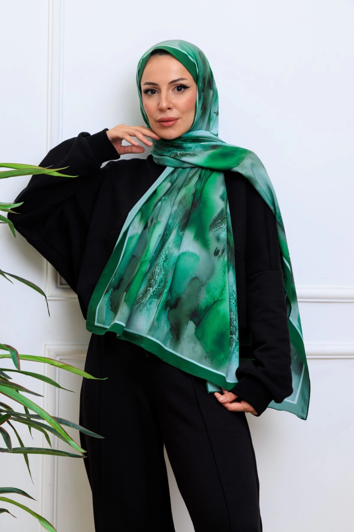 Soma Soyut Desenli Şal - Yeşil