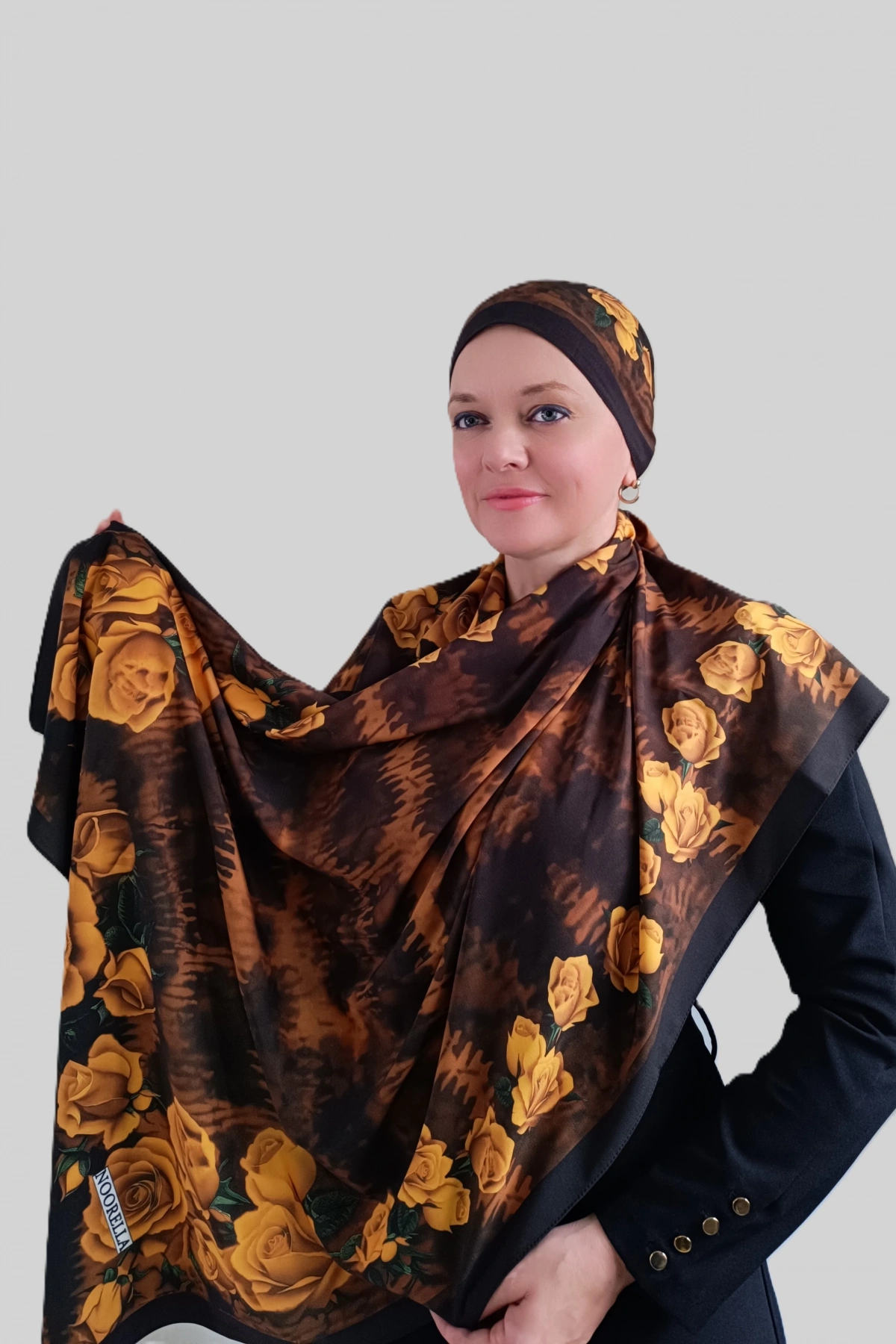 Velda Gül Desenli Şal - Sarı