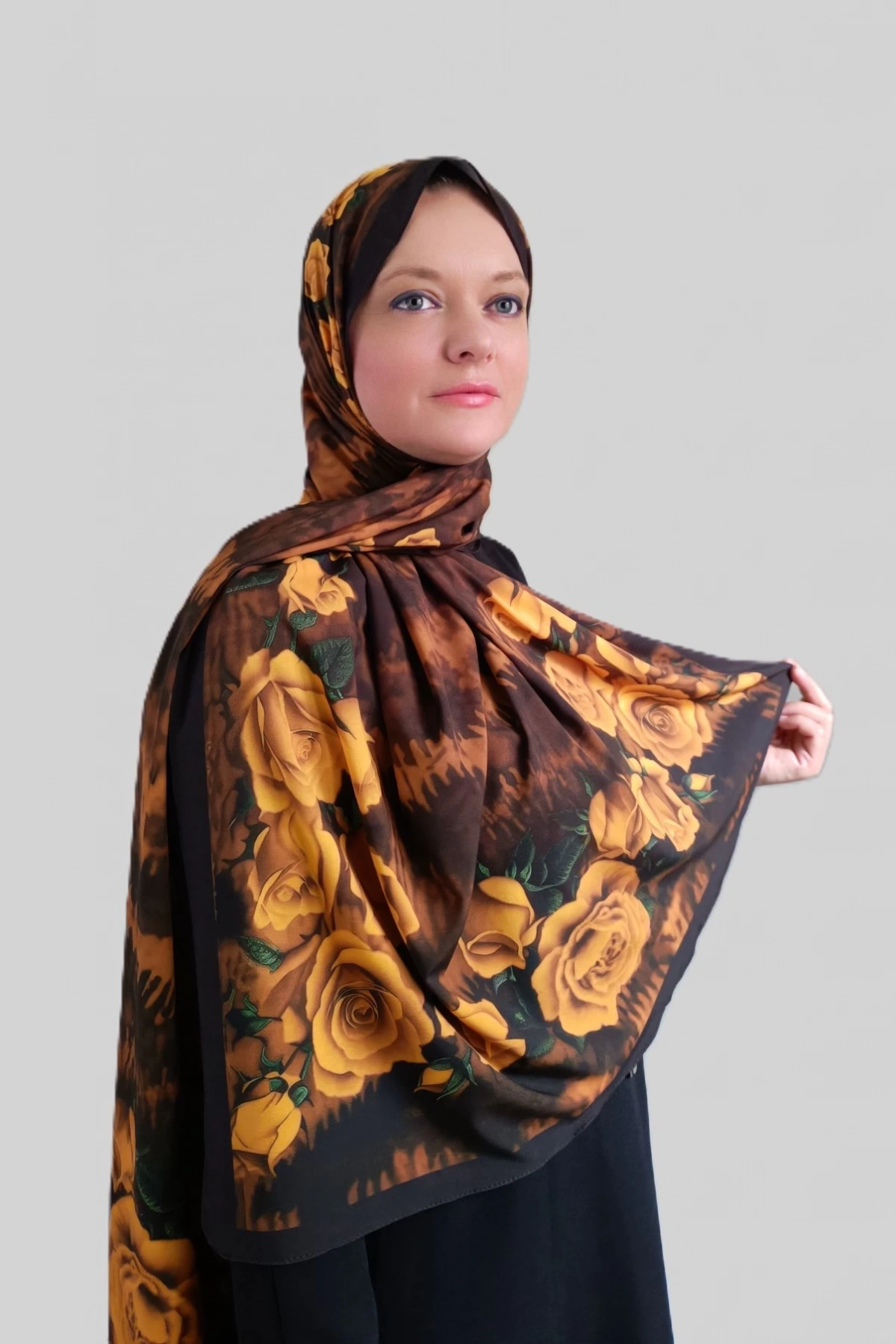 Velda Gül Desenli Şal - Sarı