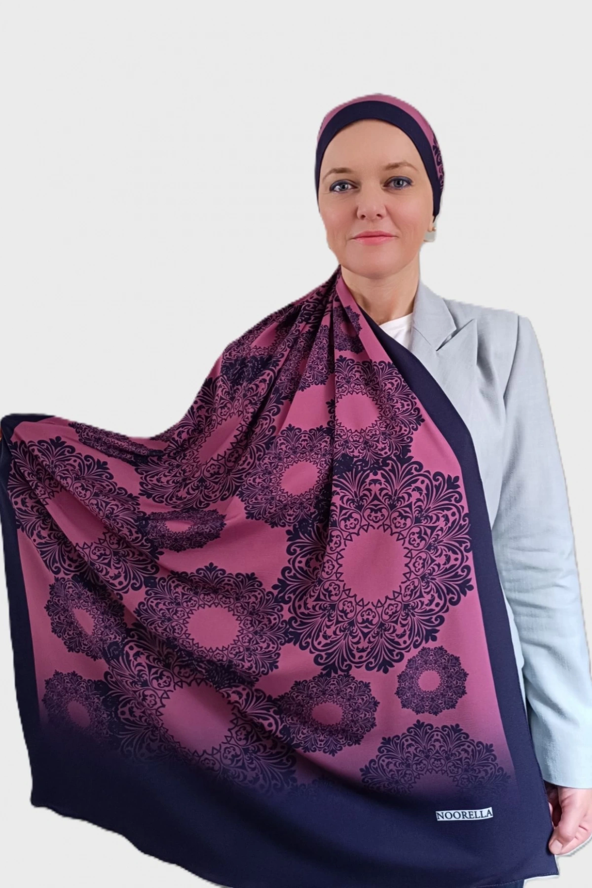 Vira Geometrik Desenli Şal - Lacivert