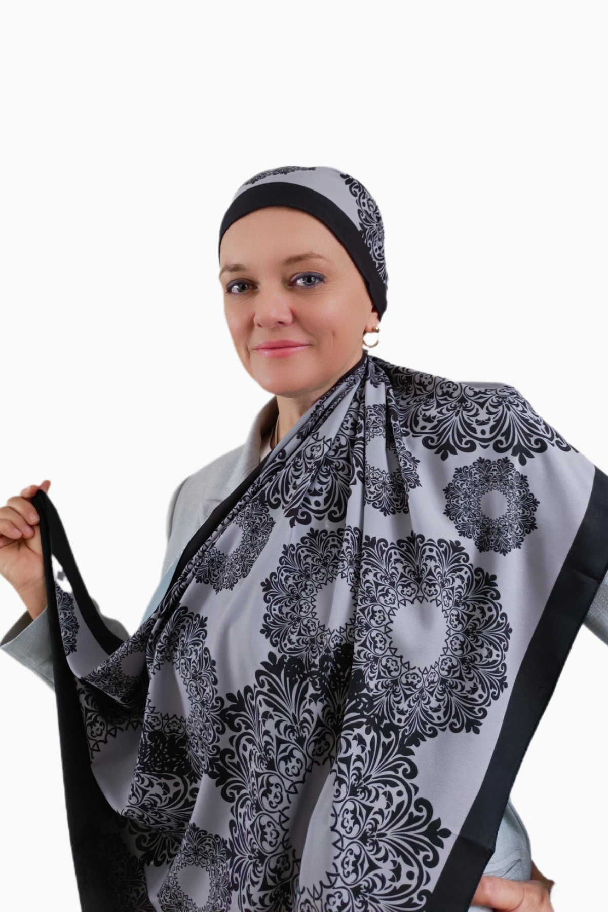 Vira Geometrik Desenli Şal - Siyah