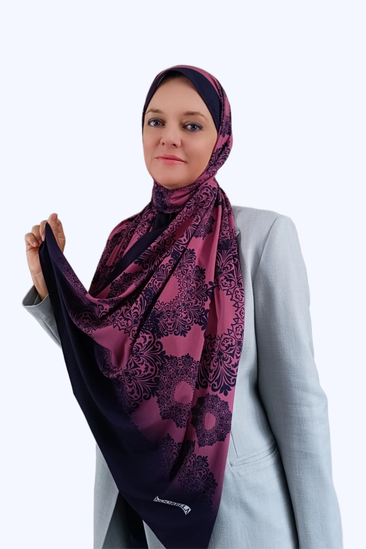 Vira Geometrik Desenli Şal - Lacivert