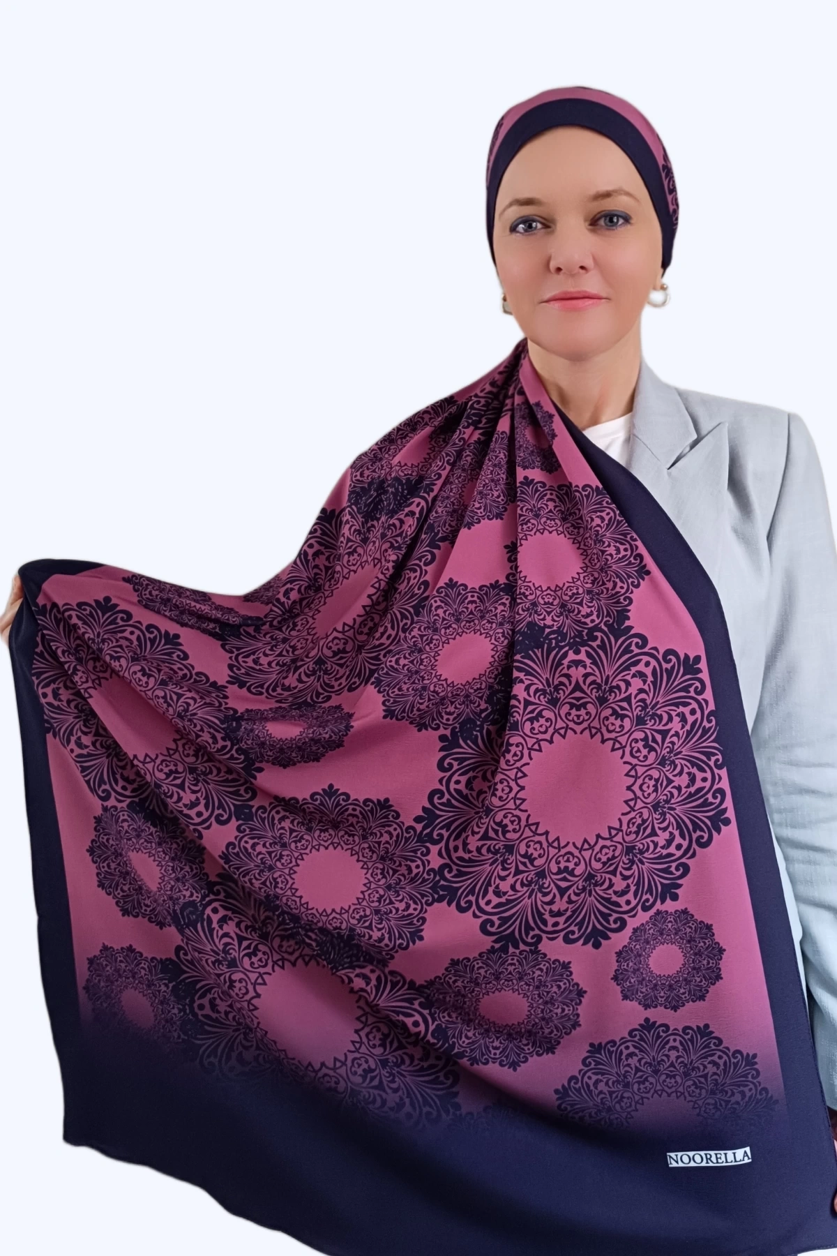 Vira Geometrik Desenli Şal - Lacivert