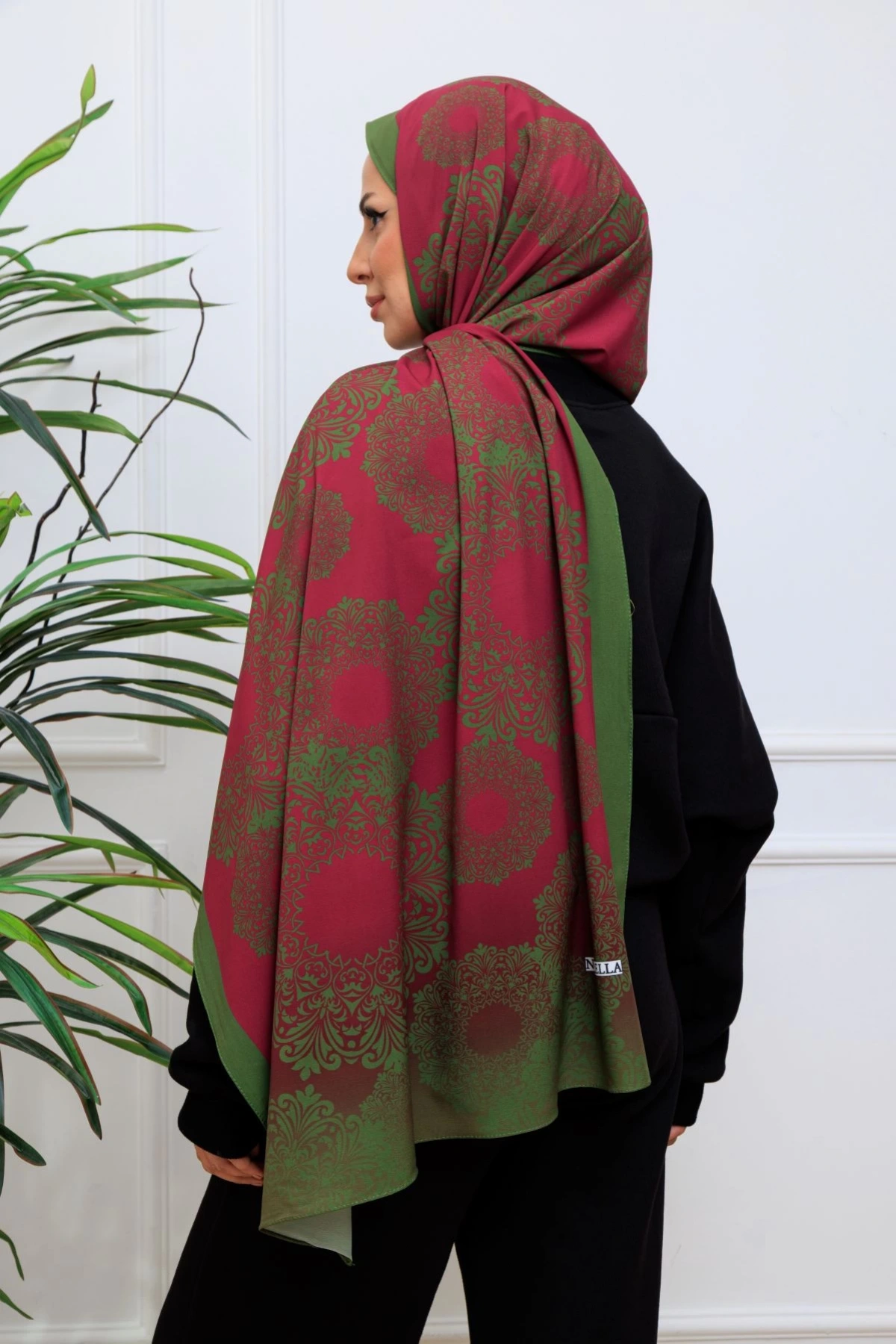 Vira Geometrik Desenli Şal - Kırmızı