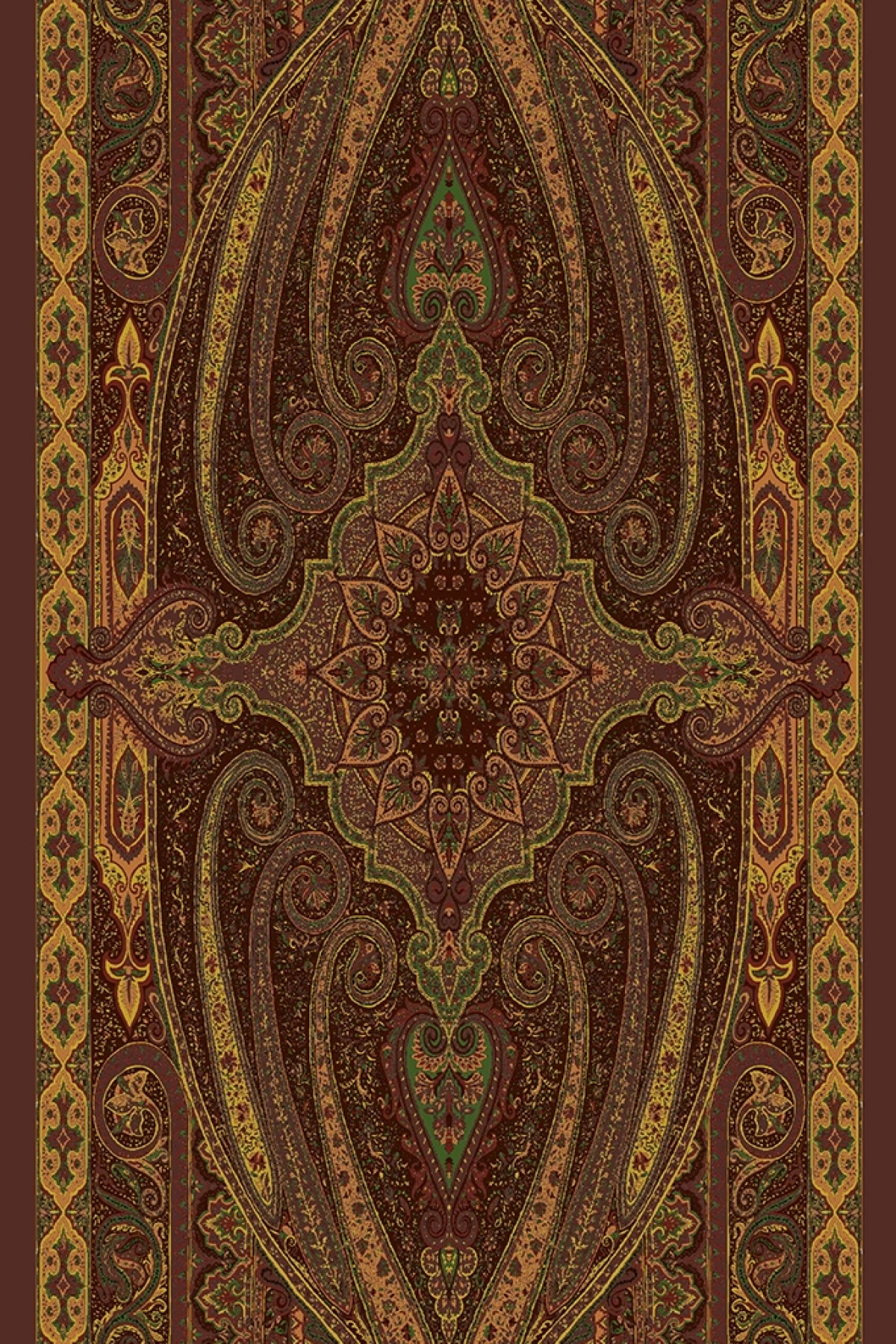 Yankı - Retro Desen Şal - Kahverengi