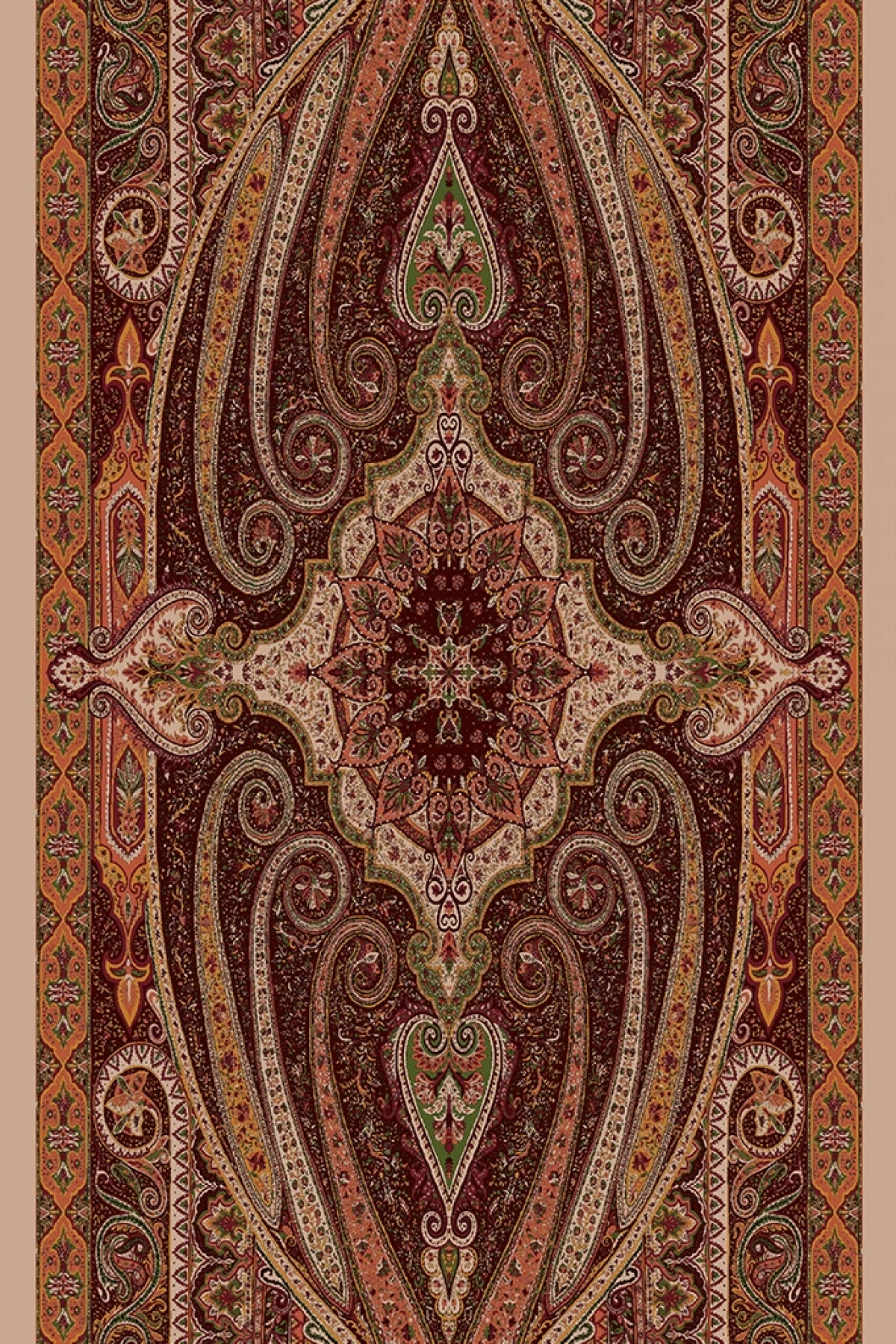 Yankı - Retro Desen Şal - Bej
