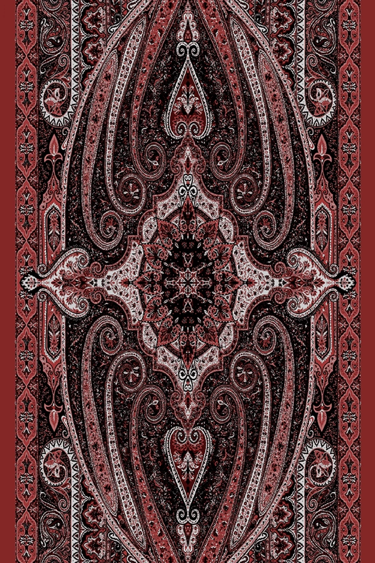 Yankı - Retro Desen Şal - Kiremit