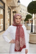 Seraya – Floral & Geometrik Desenli Şal Bordo - Kaymaz ve Yumuşak Dokulu Şal
