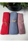Bambu Kraş Şal - Kırmızı, Mavi ve Lila 3 lü Set