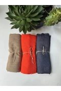 Bambu Kraş Şal - Haki, Mercan ve Lacivert 3 lü Set