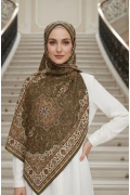 Olivera - Paisley Desenli Şal - Haki