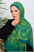 Vira Geometrik Desenli Şal - Yeşil