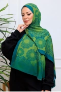 Vira Geometrik Desenli Şal - Yeşil
