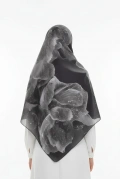 Mireya - Çiçekli Floral Desenli Şal - Siyah