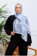 Modra Geometrik Desenli Şal - Buz Mavisi