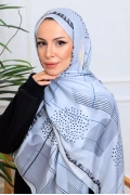 Modra Geometrik Desenli Şal - Buz Mavisi