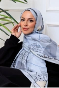 Modra Geometrik Desenli Şal - Buz Mavisi