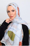 Modra Geometrik Desenli Şal - Zeytin