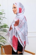 Modra Geometrik Desenli Şal - Vişne