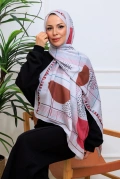 Modra Geometrik Desenli Şal - Vişne