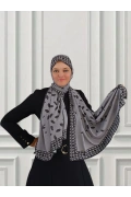 Pera Geometrik Desenli Şal - Gri