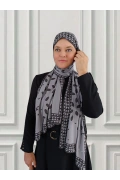 Pera Geometrik Desenli Şal - Gri