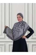 Pera Geometrik Desenli Şal - Gri