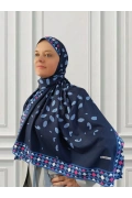 Pera Geometrik Desenli Şal - Lacivert