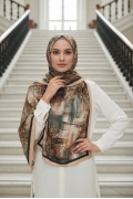Kavira - Soyut Desenli Şal - Yavruağzı