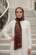 Sahra - Leopar Desen Şal - Bordo