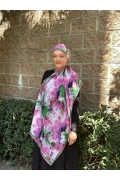 Solva Büyük Floral Motifli Şal - Pembe