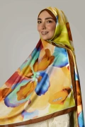 Sora Renkli Floral Desenli Şal - Sarı