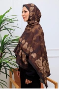 Velda Gül Desenli Şal - Kahverengi