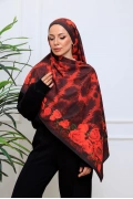Velda Gül Desenli Şal - Kırmızı