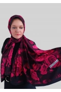 Velda Gül Desenli Şal - Fuşya