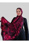 Velda Gül Desenli Şal - Fuşya