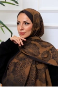 Vira Geometrik Desenli Şal - Kahverengi