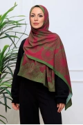 Vira Geometrik Desenli Şal - Kırmızı