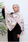 Zerra Geometrik Detaylı Şal -Ekru