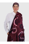 Zerun – Spiral ve çizgisel desenli şal - Bordo