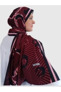 Zerun – Spiral ve çizgisel desenli şal - Bordo