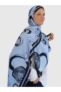Zerun – Spiral ve çizgisel desenli şal - Mavi