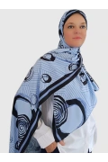 Zerun – Spiral ve çizgisel desenli şal - Mavi