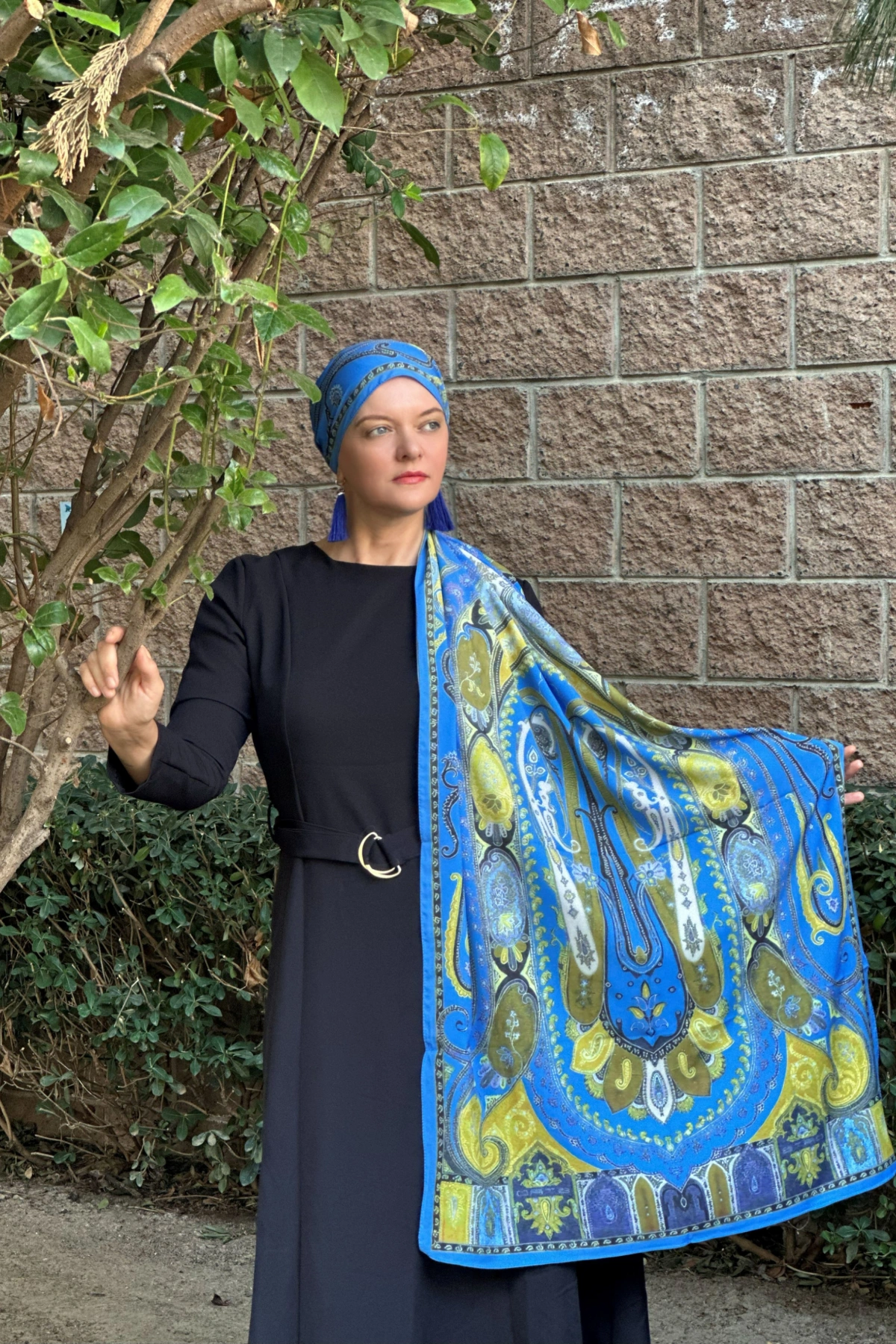 Velero - Retro Desen Şal - Mavi