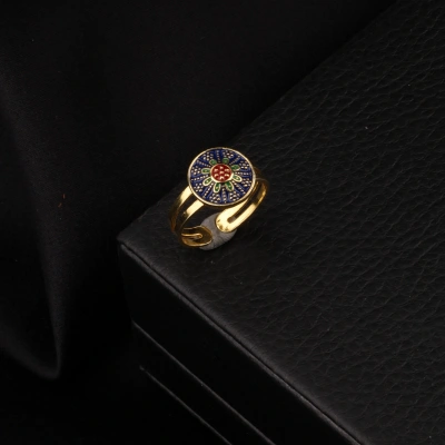 925 Ayar Mardin Hasırı Kırmızı Mineli Gümüş Yüzük