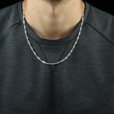 925 Ayar Singapur Model Erkek Gümüş Kolye