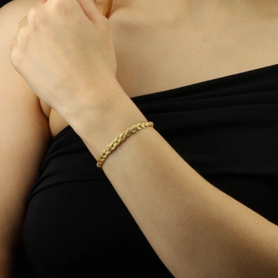 925 Ayar Gümüş Altın Kaplama Örgü Bileklik