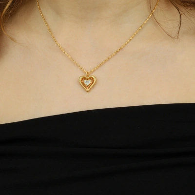 925 Ayar Gümüş Kalp Figürlü Altın Kaplama Kolye