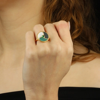 925 Ayar Malakit Taşlı Kadın Yüzük