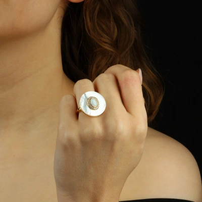 925 Ayar Gümüş Sedef Taşlı Yüzük